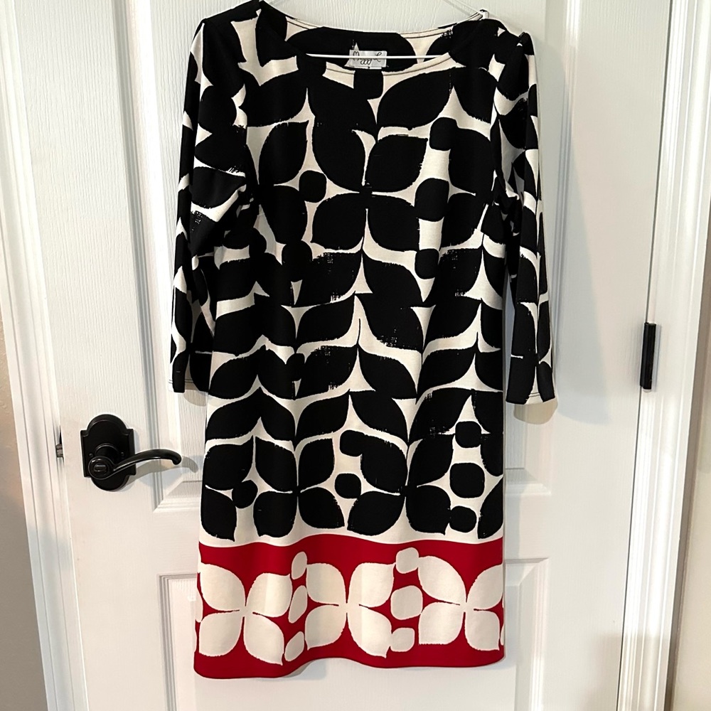 Maggie L Vintage Retro Floral Print Black & Red Dress